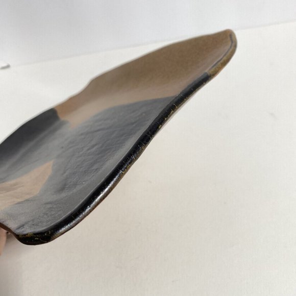 Dan Eash Art Pottery PA Studio Handmade Brown Glaze Stoneware Slab Tray 10x7.5in - Picture 16 of 16